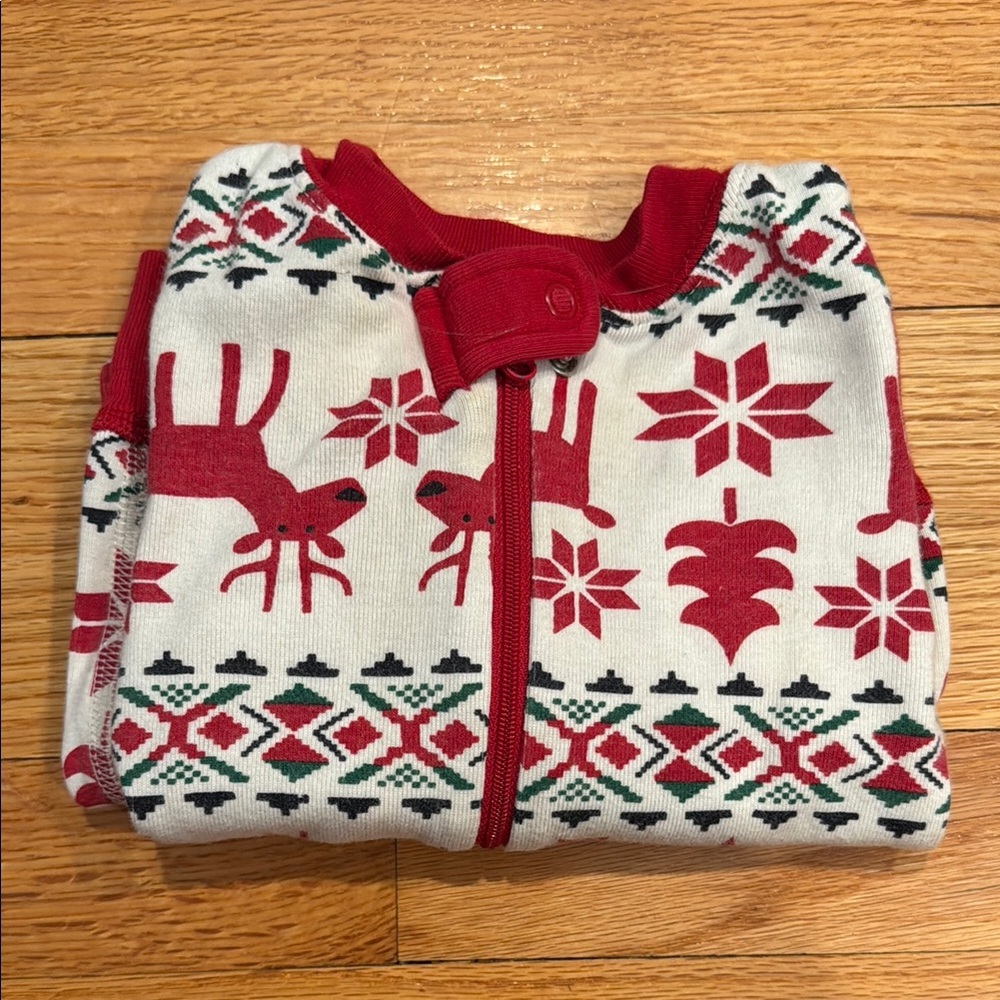 Red and White Reindeer Pattern Onesie - Picture 4 of 4